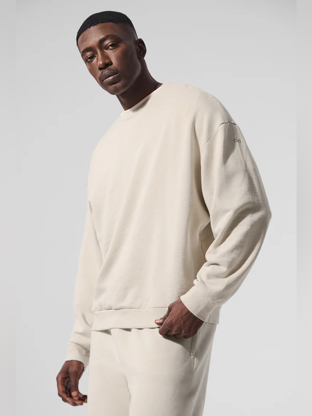 alo sweat chill sweat set bone